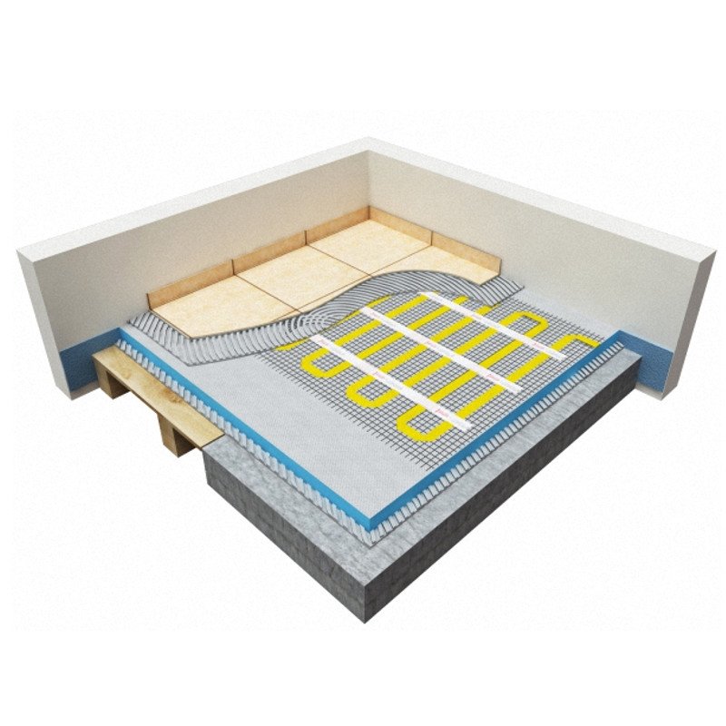 Installing a thin-bed heating mat in the tile adhesive