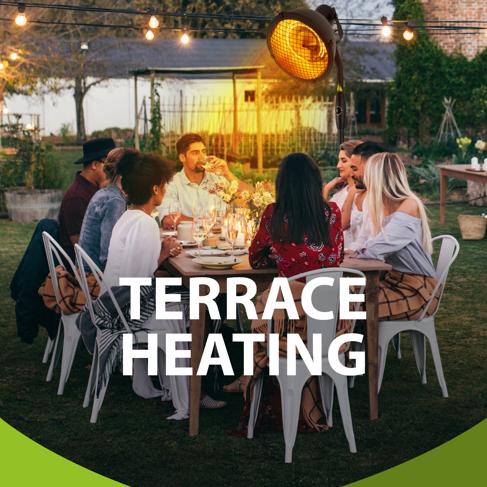Outdoor infrared heaters create a cosy atmosphere