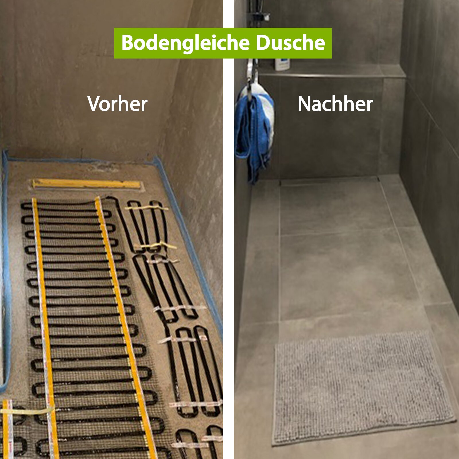 Elektrische Fussbodenheizung in einer Dusche