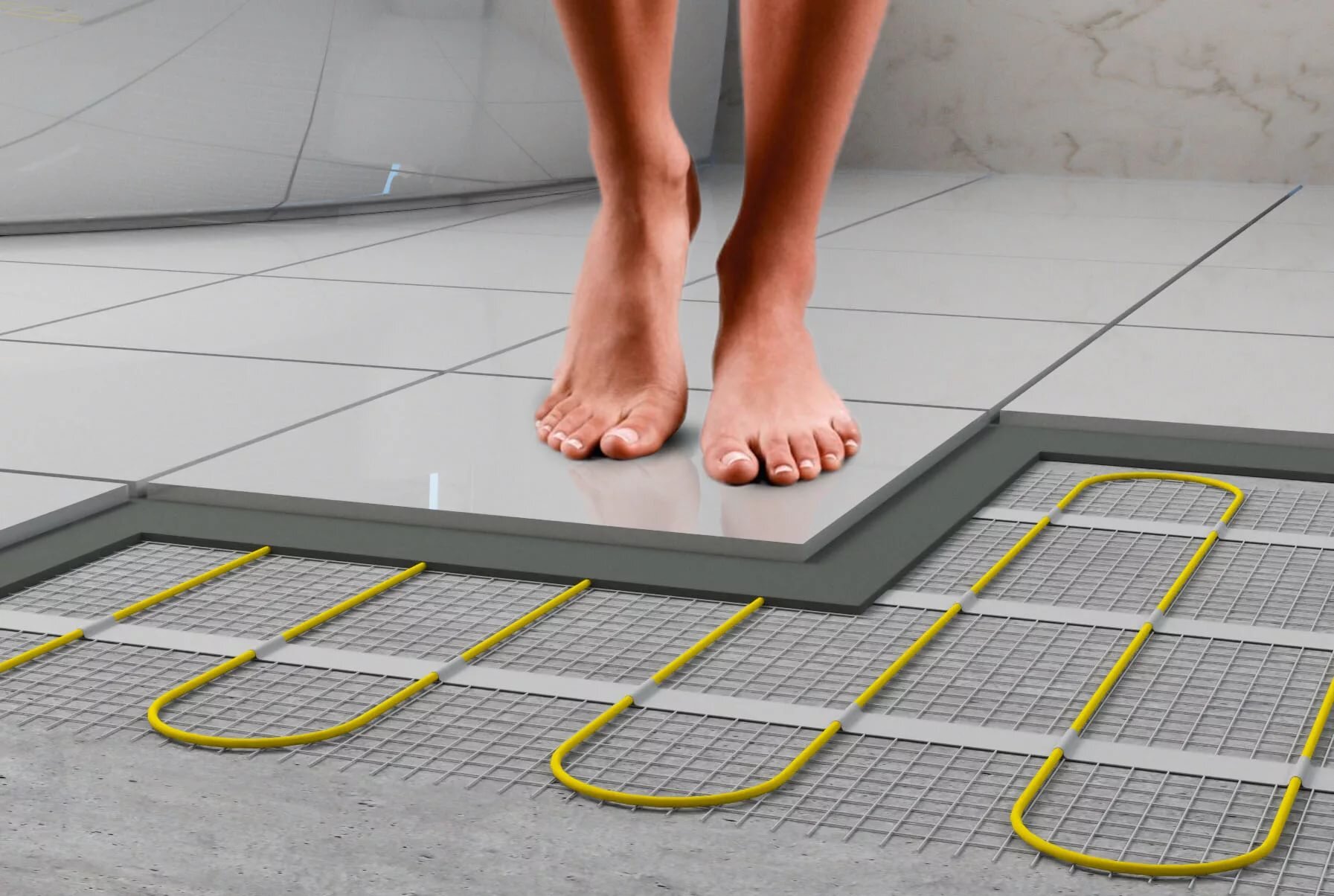 Electric underfloor heating provides pleasant warmth