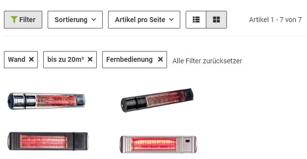 Die Filter-Funktion in unserem Shop erleichtert Ihnen die Suche