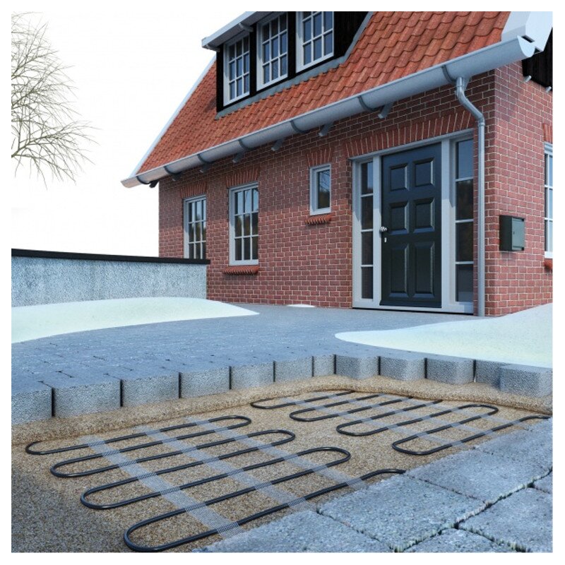 The heating cables or heating mats are simply laid out in the split.