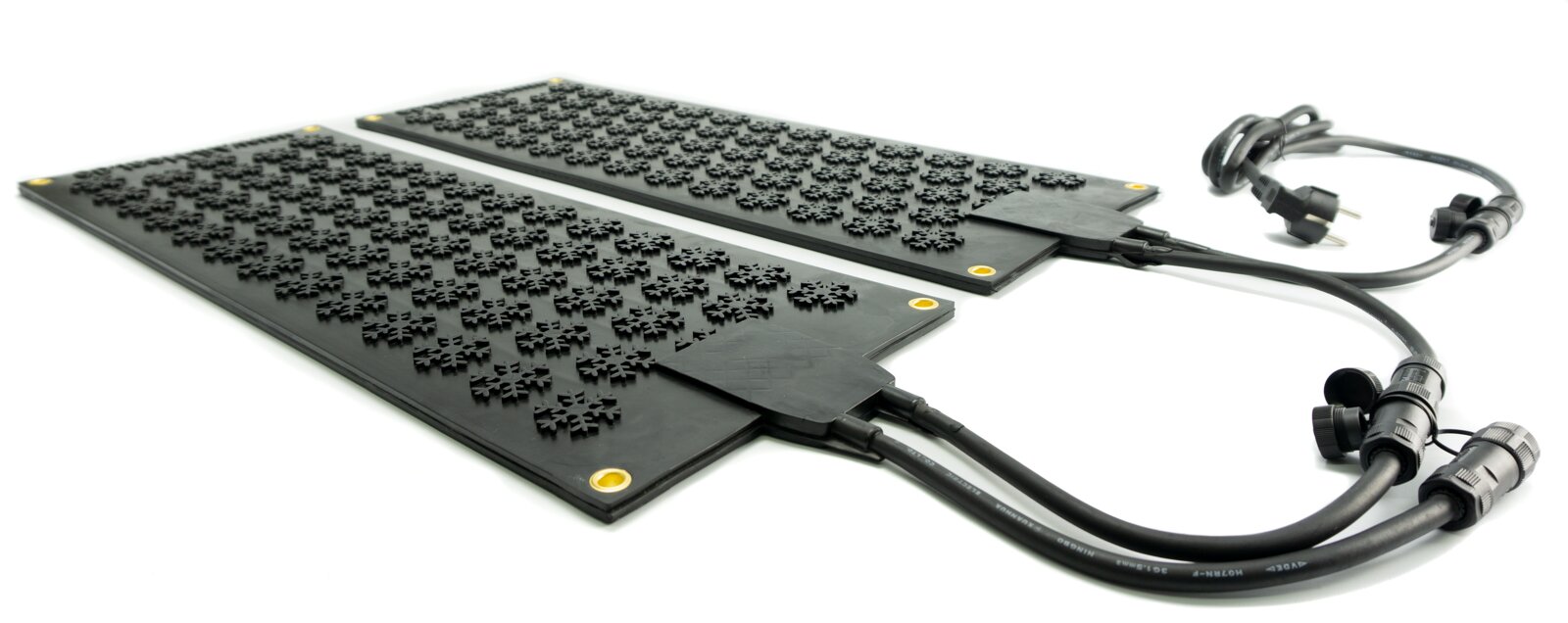 The Snow Melting Mats are easily attachable with waterproof plugs