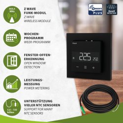 Heatit Z-TRM6 Z-Wave Thermostat schwarz matt