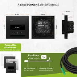 Heatit Z-TRM6 Z-Wave Thermostat schwarz matt