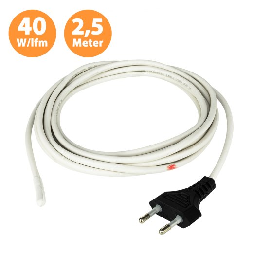Silikon-Heizkabel 40W/m 2,5m + GH600 Outdoor Thermostat