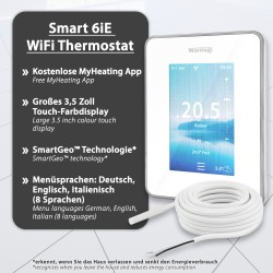 Warmup StickyMat SPM 150W/m²  4,5m² Smart 6iE WiFi weiß + 2xWellrohr + Farbroller + Haftgrundierung