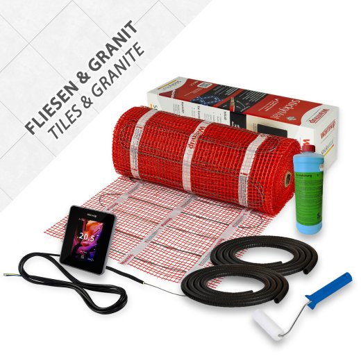 Warmup StickyMat SPM 150W/m²  9,0m² Smart 6iE WiFi schwarz + 2xWellrohr + Farbroller + Haftgrundierung