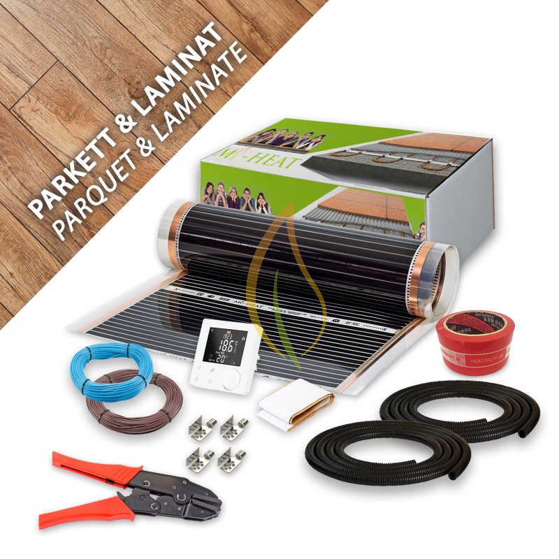 Komplett-Set 130 Watt/m² Comfort Heizfolie für Parkett & Laminat