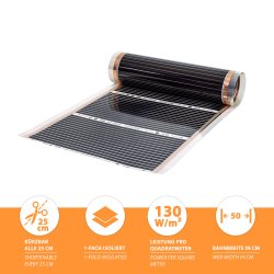 Comfort Heizfolie 130Watt/m² 50cm Parkett Set 10m = 5,00m²