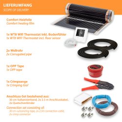 Comfort Heizfolie 130Watt/m² 50cm Parkett Set 18m = 9,00m²