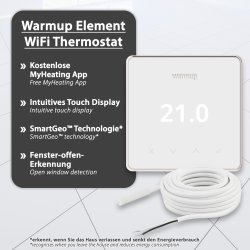 Warmup StickyMat 200W/m² 9.0m² + WiFi white element + 2x corrugated pipe + paint roller + adhesive primer