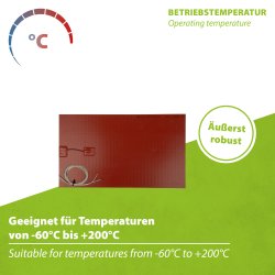 Silicone Heating Mat, self-adhesive, with integrated temperature limiter 46x27cm - 350 watts