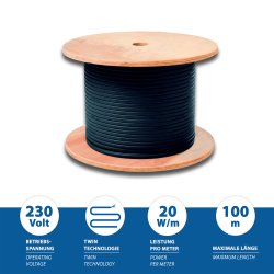 LTC Anti-freeze Heating Cable 65°C, self-regulating, 20W/m – by the metre