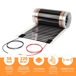36V Heizfolie 20cm breit 220W/m²  1,0m