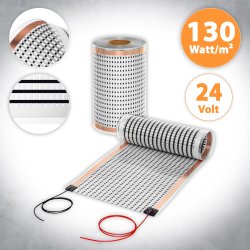 24V Heizfolie 130W/m² 40cm breit konfektioniert 1,0 Meter