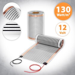 12V Heizfolie 130W/m² 40cm breit konfektioniert 1,0 Meter