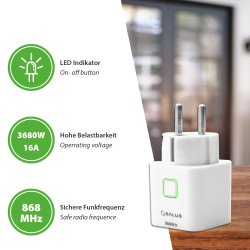 Salus Funk-Raumthermostat Set Digital Thermostat WBRT520TX + Funk-Steckdosen Empfänger SPE868