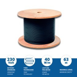 LTC Anti-freeze Heating Cable 65°C, self-regulating, 40W/m – by the metre
