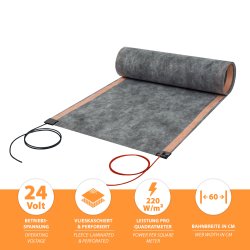 24V Heizfolie Perforiert 60cm breit 220W/m²