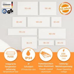 Infrarotheizung Classic 250-1250Watt weiß