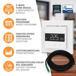 Heatit Z-TRM6 Z-Wave Thermostat weiß RAL 9010