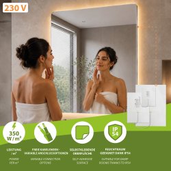 Antibeschlag Spiegelheizung selbstklebend 350W/m² versch. Größen