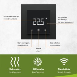 Heatit Z-TRM7 Z-Wave Thermostat schwarz matt