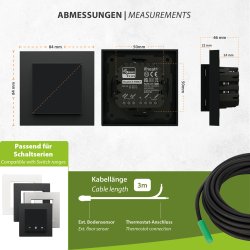 Heatit Z-TRM7 Z-Wave Thermostat schwarz matt