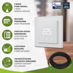 Heatit Z-TRM7 Z-Wave Thermostat weiß RAL 9003