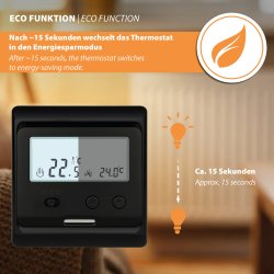 Mi-Heat M3 12V AC/DC Schwarz Ideal für Wohnwagen Heizfolie mit Anschluss am Thermostaten