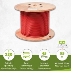 HTS EX self-regulating heating cable, 45 W/m, ATEX...