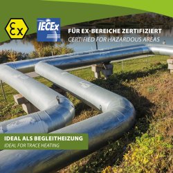 HTS EX self-regulating heating cable, 45 W/m, ATEX – sold by the metre