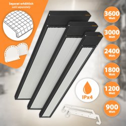 Ecosun S+ Anticor Dunkelstrahler 900-3600W gitter seperat erhältlich IPx4  je nach Auswahl 900W, 1200W, 1800W, 2400W, 3000W, 3600W