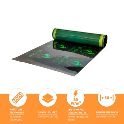 Premium Heizfolie 80Watt/m² 50cm breit Rollenware 30m = 15,0m²