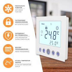 C16 Digital Thermostat wei&szlig; Vorderansicht
