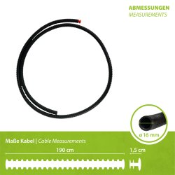 16mm Wellrohr mit Kunststoffkappe 1,9m lang