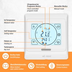 E91 Digital-Thermostat mit Bodenfühler weiß
