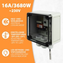 PT350AP Thermostat für Außen Maße Seitenansicht