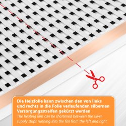 12V Heizfolie 50cm breit 130W/m² 2,5m