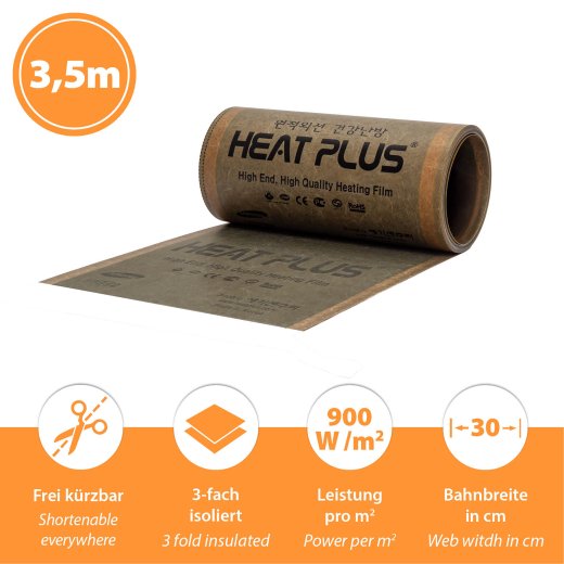 HighEnd Heating Film 900Watt/m² 30cm wide 3.5m
