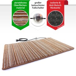 Warmset heating carpet with led footswitch 50x75cm 100Watt