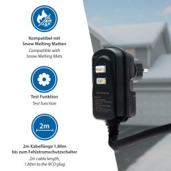 Snow Melting heating mat 25x70cm + connection cable 1.8m with FI circuit breaker
