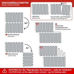 Warmup StickyMat SPM 150W/m² verlegemöglichkeiten 180° 90° Individuell, 5,0m²