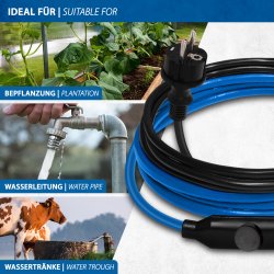 ETM Frostschutz-Heizkabel 15W/m mit Thermostat 14,0m ideal für bepflanzung wasserleitung wassertränke