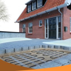230V Freiflächenheizung für Gussasphalt auf Netzträger 300Watt/m² 2m² heizmatte wird zwischen den rundsplittschichten platziert