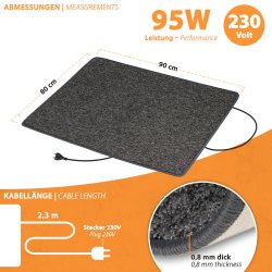 ProC 230V Heating Carpet Anthracite 80x90cm
