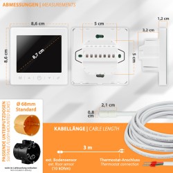 Komplett-Set Heizmatte für Fliesen, Granit & Feinsteinzeug 9,0m²