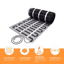 Komplett-Set Heizmatte für Fliesen, Granit & Feinsteinzeug 9,0m²