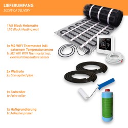 Komplett-Set Heizmatte für Fliesen, Granit & Feinsteinzeug 9,0m²